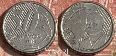 Бразилия 50 сентаво 2018 года, KM# 651a, 363r-039