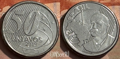 Бразилия 50 сентаво 2019 года, KM# 651a, 299s-085 ♛