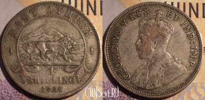 Восточная Африка 1 шиллинг 1925 года, KM# 21, 182a-085