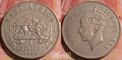 Британская Восточная Африка 1 шиллинг 1948 г., 256-022 ♛