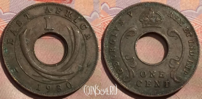 Восточная Африка 1 цент 1930 года, KM# 22, 153a-085