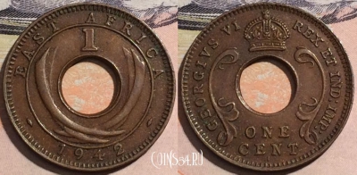 Британская Восточная Африка 1 цент 1942 года, KM# 29