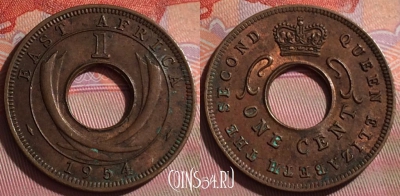 Восточная Африка 1 цент 1954 года, KM# 35, 105f-128