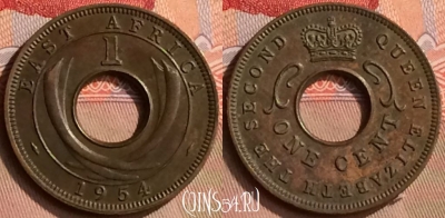 Восточная Африка 1 цент 1954 года, KM# 35, 421-054