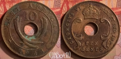 Восточная Африка 10 центов 1941 года, KM# 26, 421-033