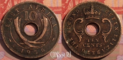 Восточная Африка 10 центов 1956 года, KM# 38, 106c-125