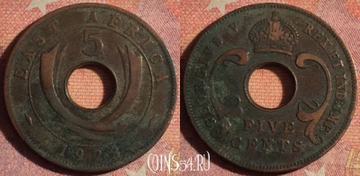 Восточная Африка 5 центов 1923 года, KM# 18, 171i-091