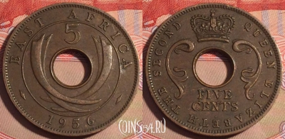 Восточная Африка 5 центов 1956 года, KM# 37, 202a-054