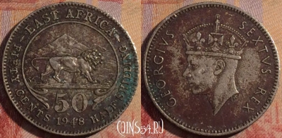 Восточная Африка 50 центов 1948 года, KM# 30, 164a-032
