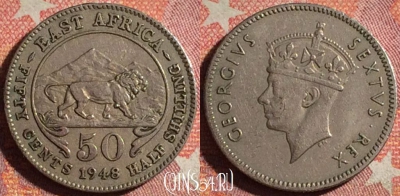 Восточная Африка 50 центов 1948 года, KM# 30, 369-128