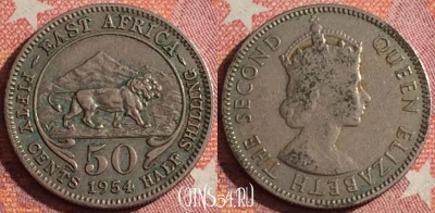 Восточная Африка 50 центов 1954 года, KM# 36, 356-086