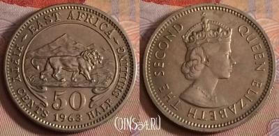 Восточная Африка 50 центов 1963 г., KM# 36, 269b-117 ♛