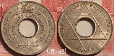 Британская Западная Африка 1/10 пенни 1909 года, KM# 3