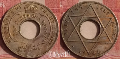 Западная Африка 1/10 пенни 1944 года, KM# 20, 305k-050