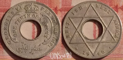 Западная Африка 1/10 пенни 1946 года, KM# 20, 305k-052