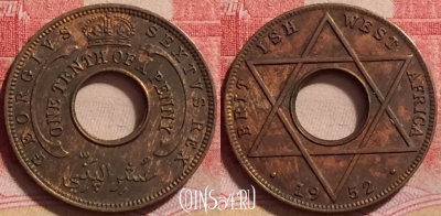 Западная Африка 1/10 пенни 1952 года, KM# 26a, 242j-137