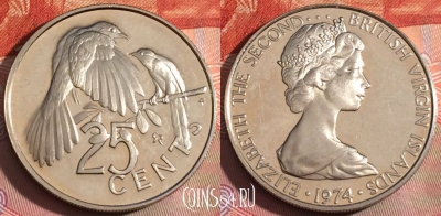 Виргинские острова 25 центов 1974 г., PROOF, 253a-038