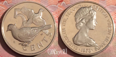 Виргинские острова 5 центов 1973 г., KM# 2, PROOF, 253a-039