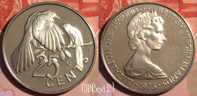 Британские Виргинские острова 25 центов 1973 года, 114d-106