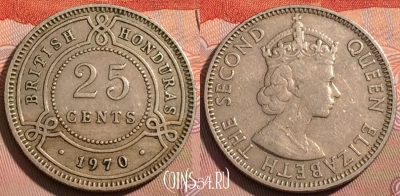 Британский Гондурас 25 центов 1970 года, 123a-116