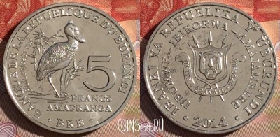 Бурунди 5 франков 2014 года, KM# 30, UNC, 063d-014
