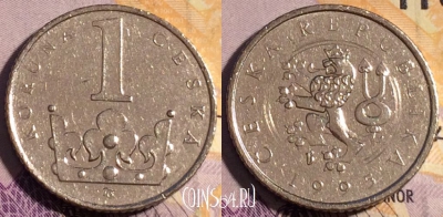 Чехия 1 крона 1995 года, KM# 7, 189a-074