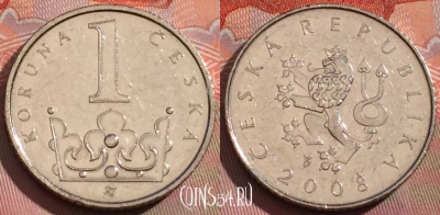Чехия 1 крона 2008 года, KM# 7, 258a-052