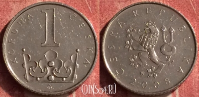 Чехия 1 крона 2008 года, KM# 7, 361n-068