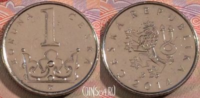 Чехия 1 крона 2014 года, KM# 7, 135b-094