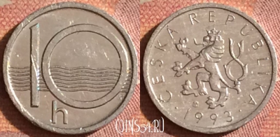 Чехия 10 геллеров 1993 года, KM# 6, 190i-099
