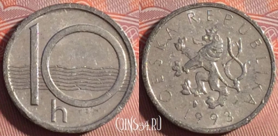 Чехия 10 геллеров 1993 года, KM# 6, 224a-088