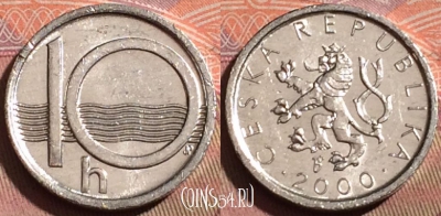 Чехия 10 геллеров 2000 года, KM# 6, 223b-100