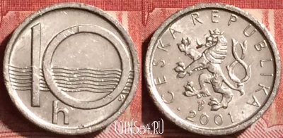 Чехия 10 геллеров 2001 года, KM# 6, 240l-096