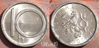 Чехия 10 геллеров 2001 года, KM# 6, 252a-072