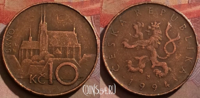 Чехия 10 крон 1994 года, KM# 4, 179b-073
