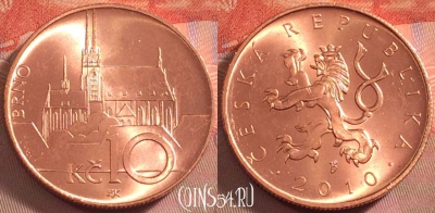 Чехия 10 крон 2010 года, KM# 4, UNC, 105k-143