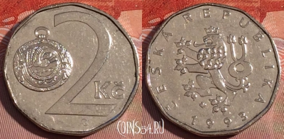 Чехия 2 кроны 1993 года, KM# 9, 229a-086