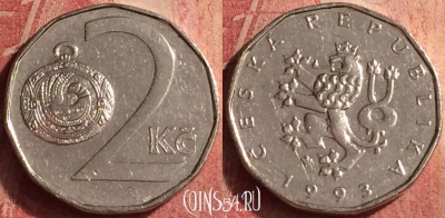 Чехия 2 кроны 1993 года, KM# 9, 419n-017