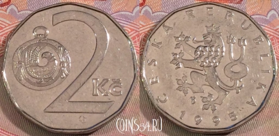 Чехия 2 кроны 1995 года, KM# 9, 138b-020