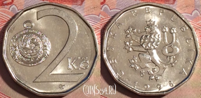 Чехия 2 кроны 1998 года, KM# 9, 220a-134