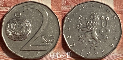 Чехия 2 кроны 1998 года, KM# 9, 492р-099