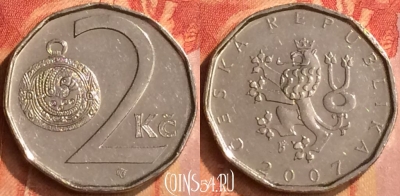 Чехия 2 кроны 2007 года, KM# 9, 078n-108