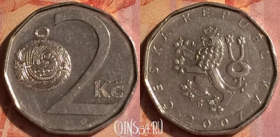 Чехия 2 кроны 2007 года, KM# 9, 099o-096
