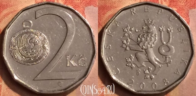 Чехия 2 кроны 2008 года, KM# 9, 122n-007