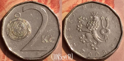 Чехия 2 кроны 2008 года, KM# 9, 130n-144