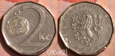 Чехия 2 кроны 2008 года, KM# 9, 243n-061
