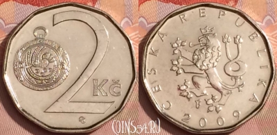 Чехия 2 кроны 2009 года, KM# 9, 351k-023