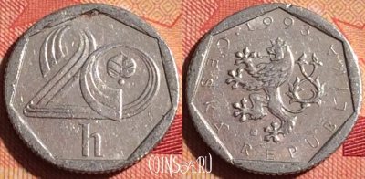 Чехия 20 геллеров 1993 года, KM# 2.1, 228i-029