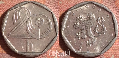 Чехия 20 геллеров 1994 года, KM# 2.1, 167i-005