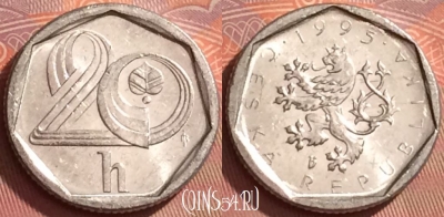 Чехия 20 геллеров 1995 года, KM# 2.1, 293l-076